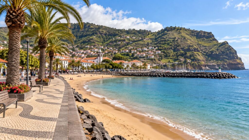 Plaża i promenada w Machico