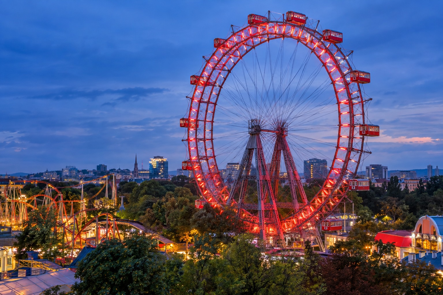 Prater i diabelski młyn Riesenrad