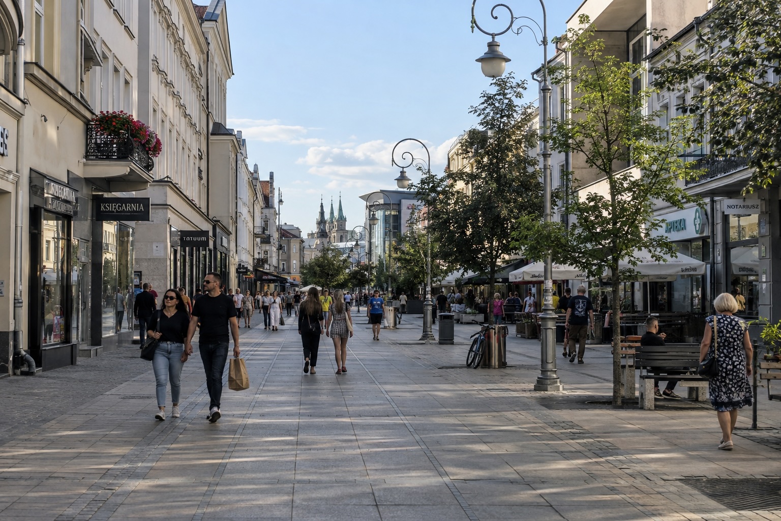Ulica Sienkiewicza i Rynek w Kielcach