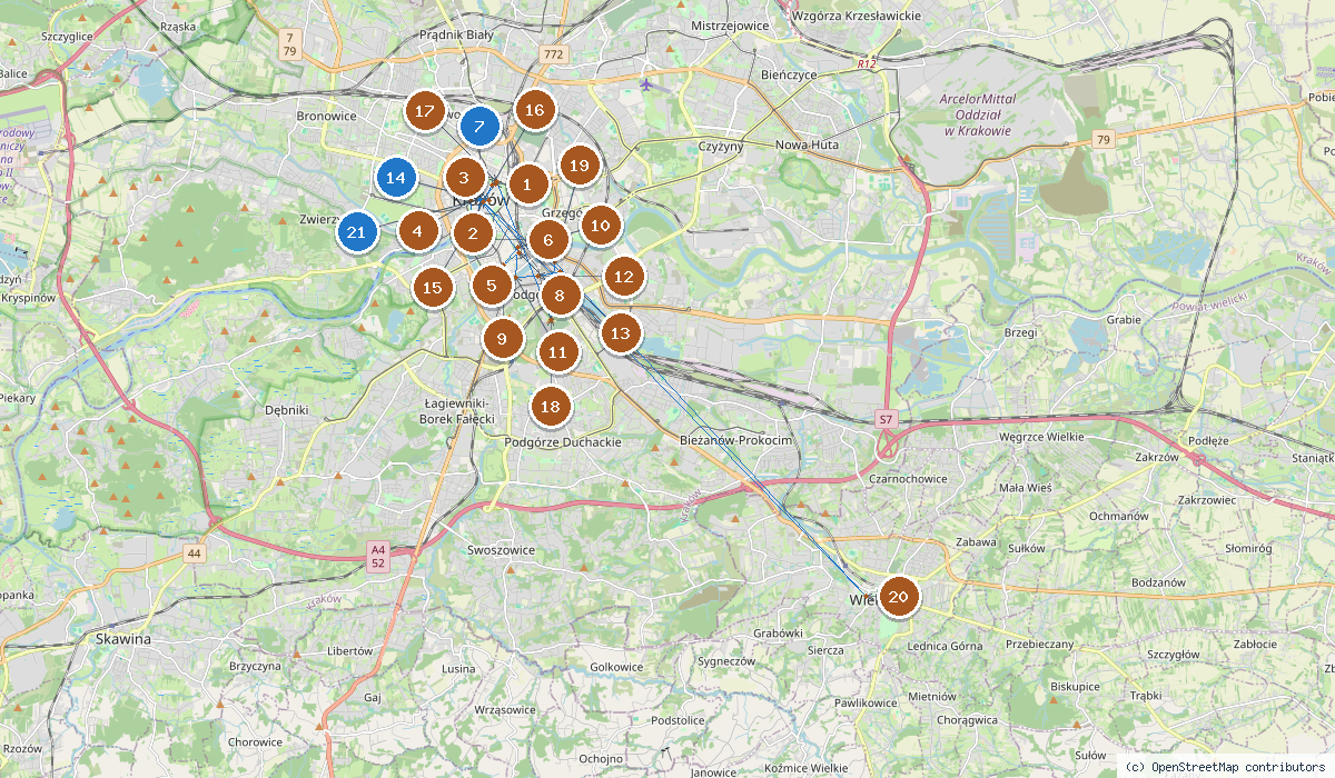 Mapa trasy planu podróży